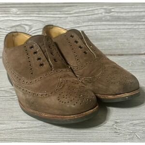 Mens Brown Suede Wingtip Brogue Oxford Dress Shoes Lace Up Casual